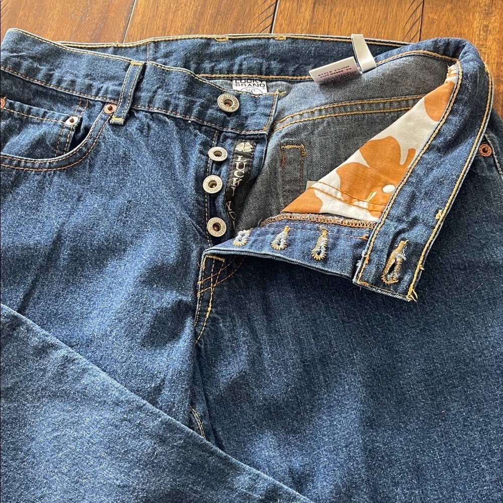 Vintage Lucky Brand Dungarees Easy Rider bootcut blue jeans 6/28 USA made Y2K - Picture 2 of 12